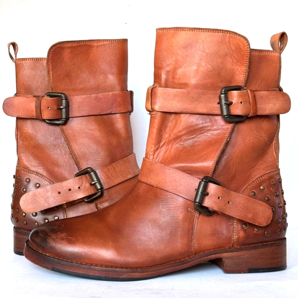 Vintage Foundry Co. Sherry Boots Brown Size 7 Women's leather biker moto - Picture 5 of 8